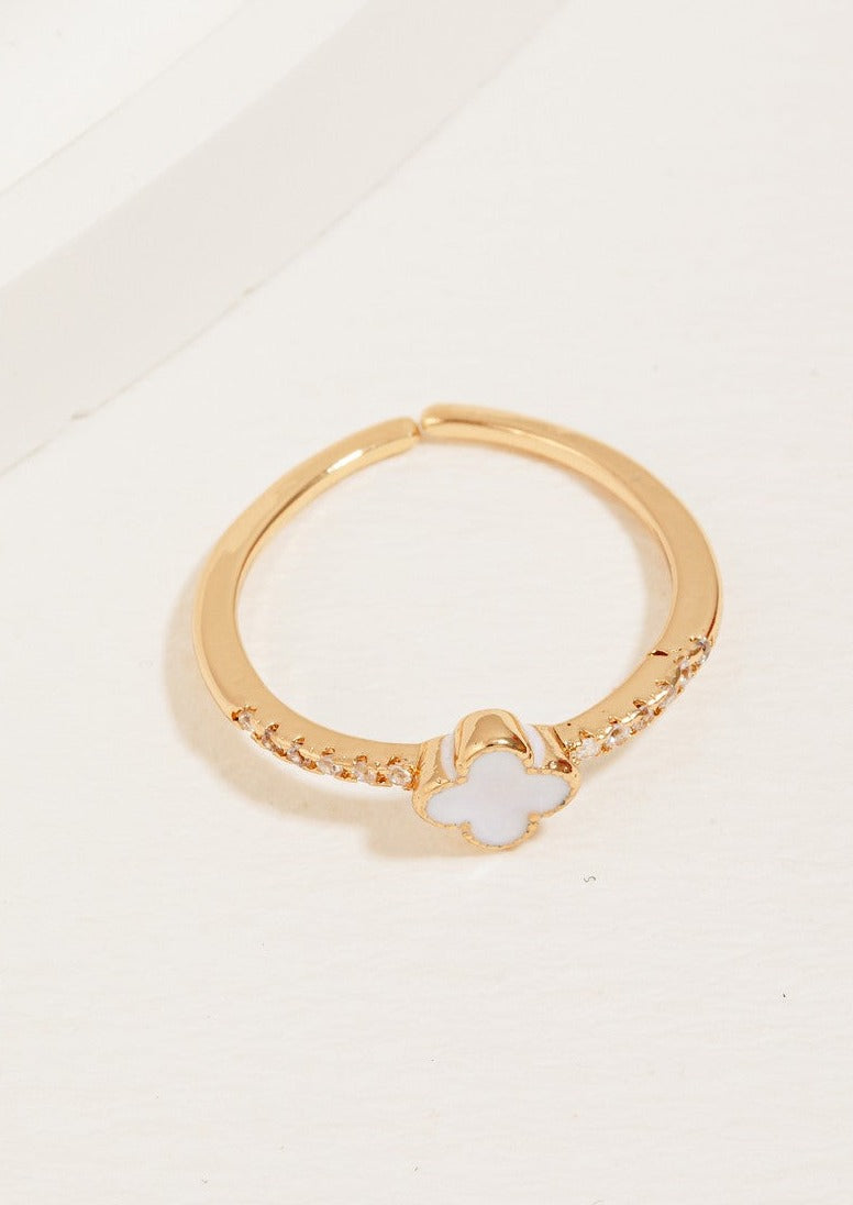 Studded Clover Open Band Ring