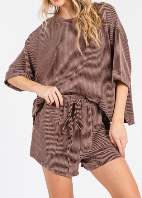 Saturday's Ribbed Set - Brown