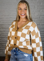 Checkerboard Knit Cardigan