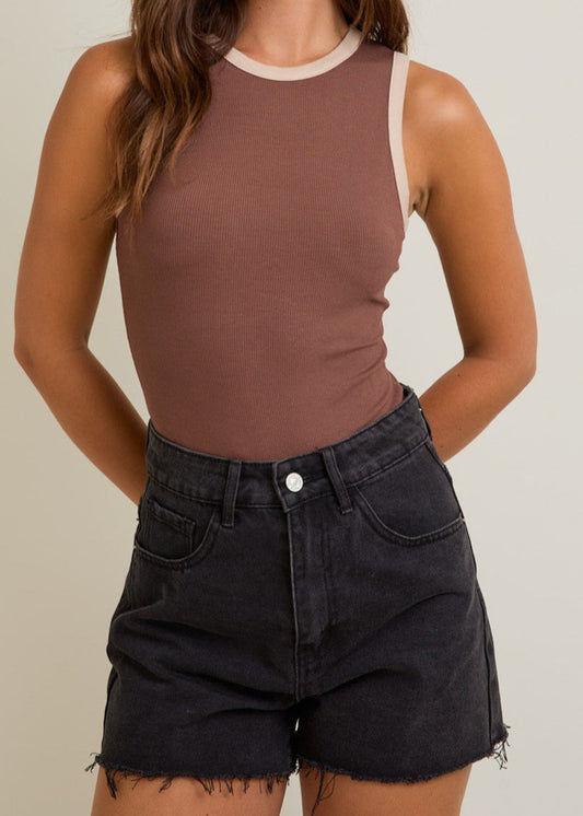 Alessi Color Block Bodysuit - Brown Beige
