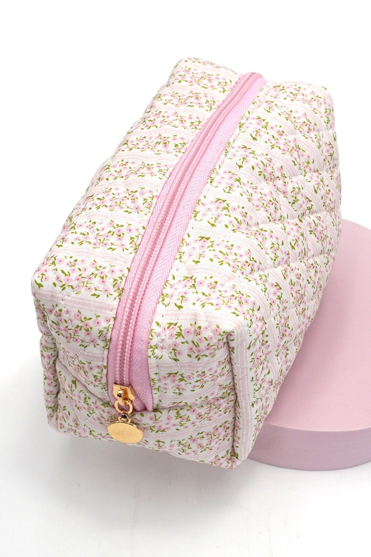 Floral Quilted Cotton Cosmetic Bag
