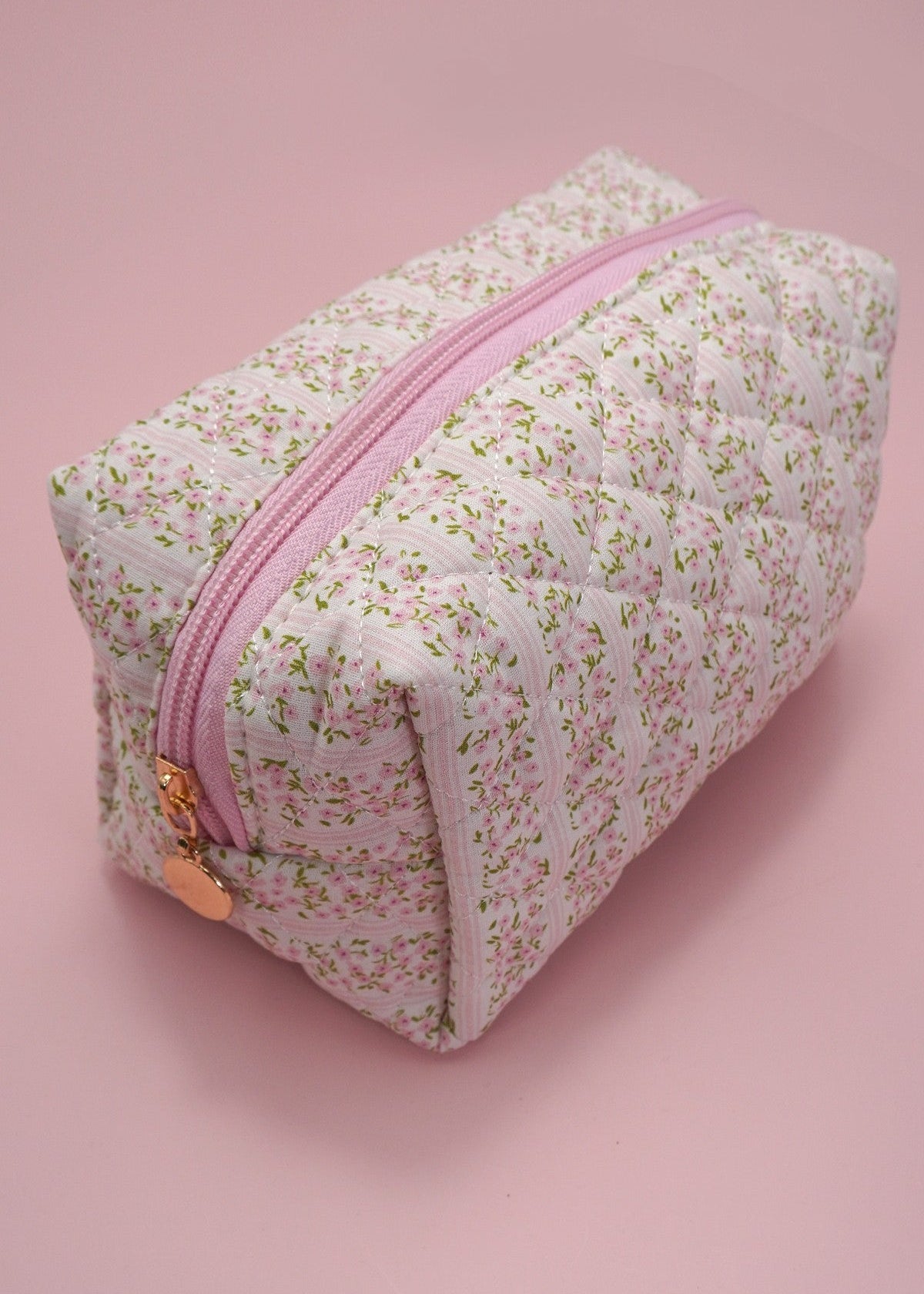 Floral Quilted Cotton Cosmetic Bag