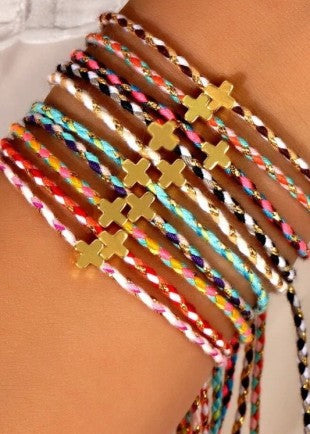 Corded Cross Charm Bracelet