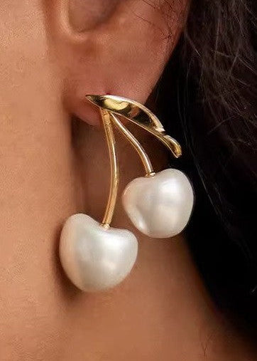 White Cherry Earrings