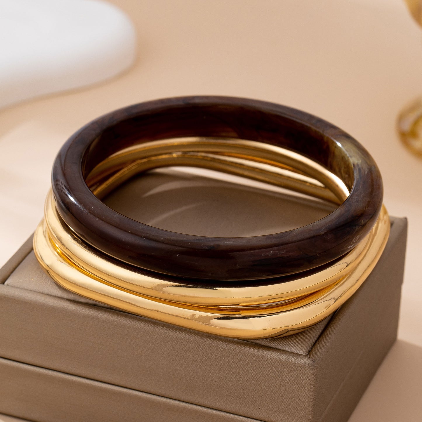 Tortoise & Gold Bangle Set