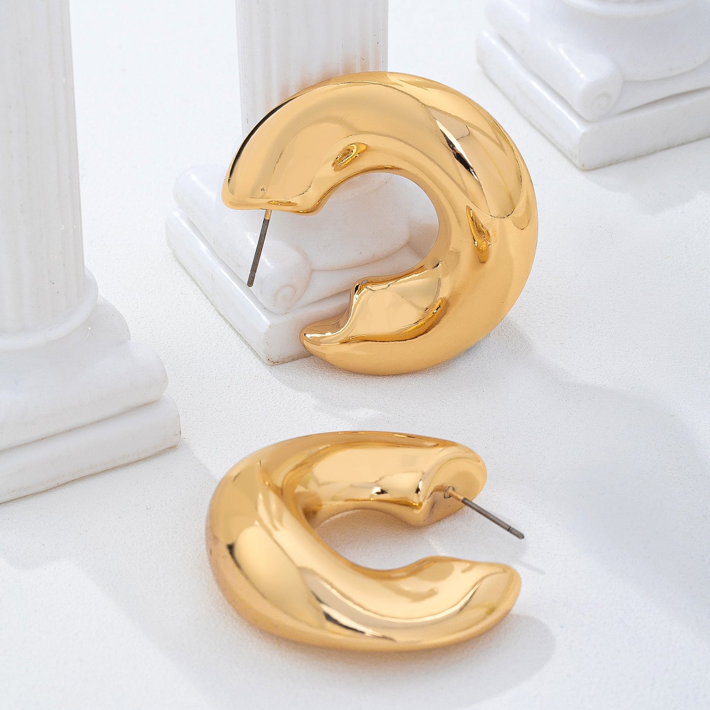 Chunky Crescent Hoop Earrings