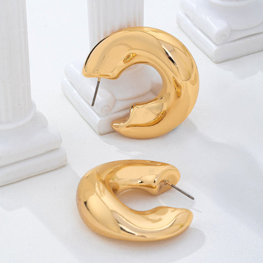 Chunky Crescent Hoop Earrings