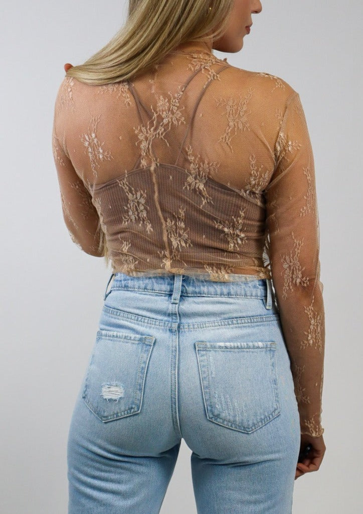 Love Lace Sheer Top - Nude