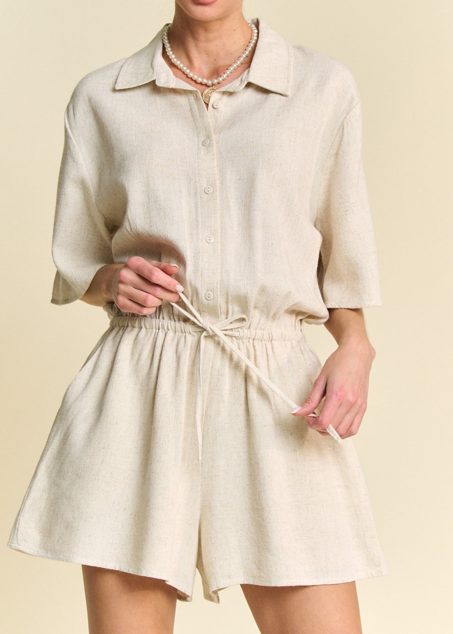 Adriana Button Down Romper - Plus