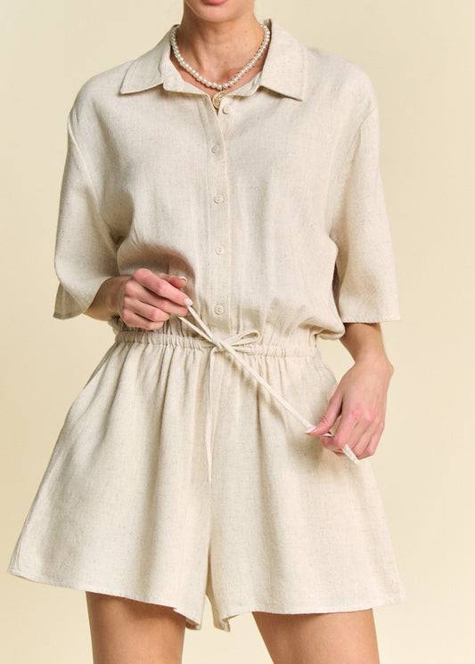 Adriana Button Down Romper - Plus
