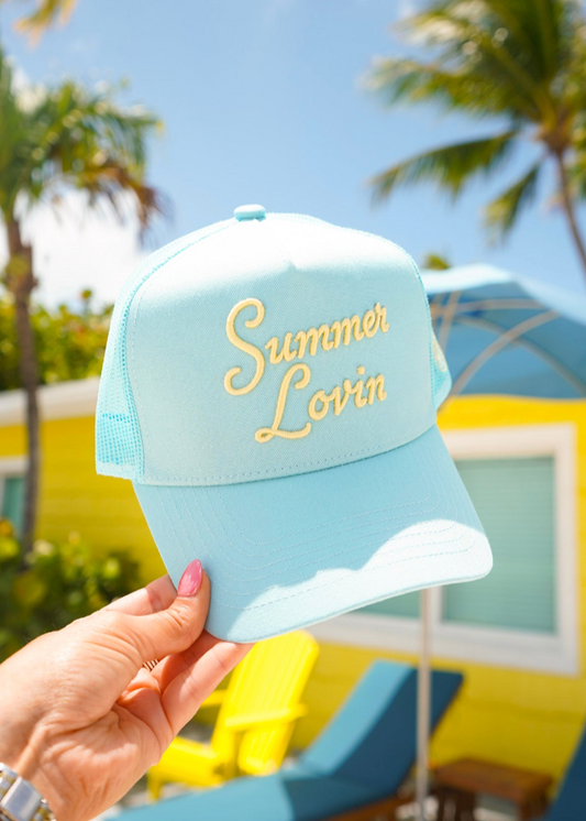 Summer Lovin - Baby Blue Canvas Trucker Hat