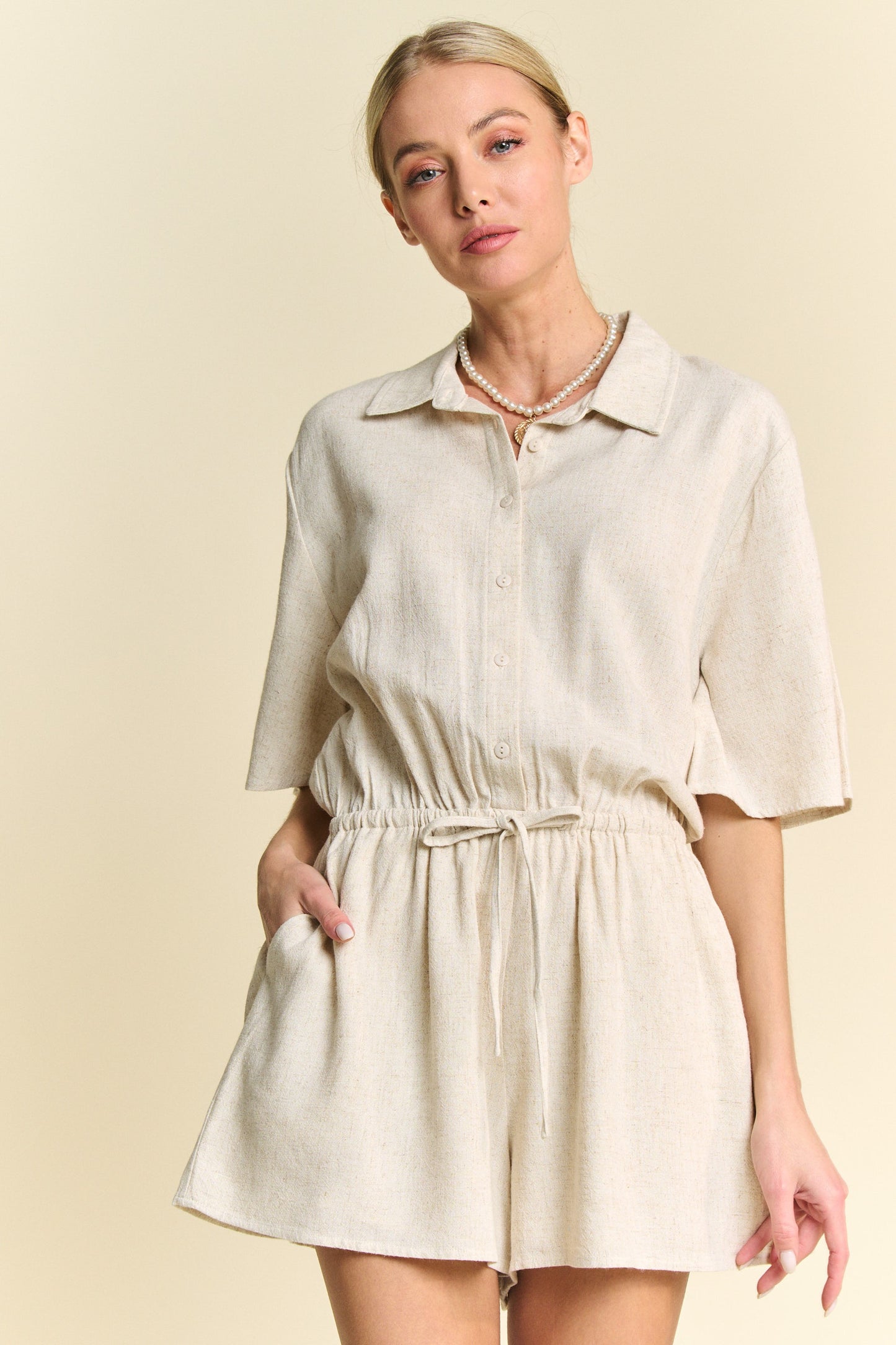Adriana Button Down Romper - Plus