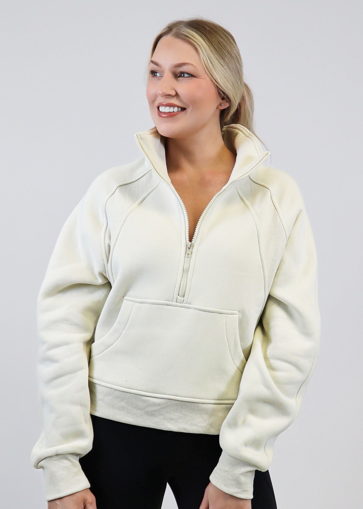 Desi Half Zip Pullover Bone