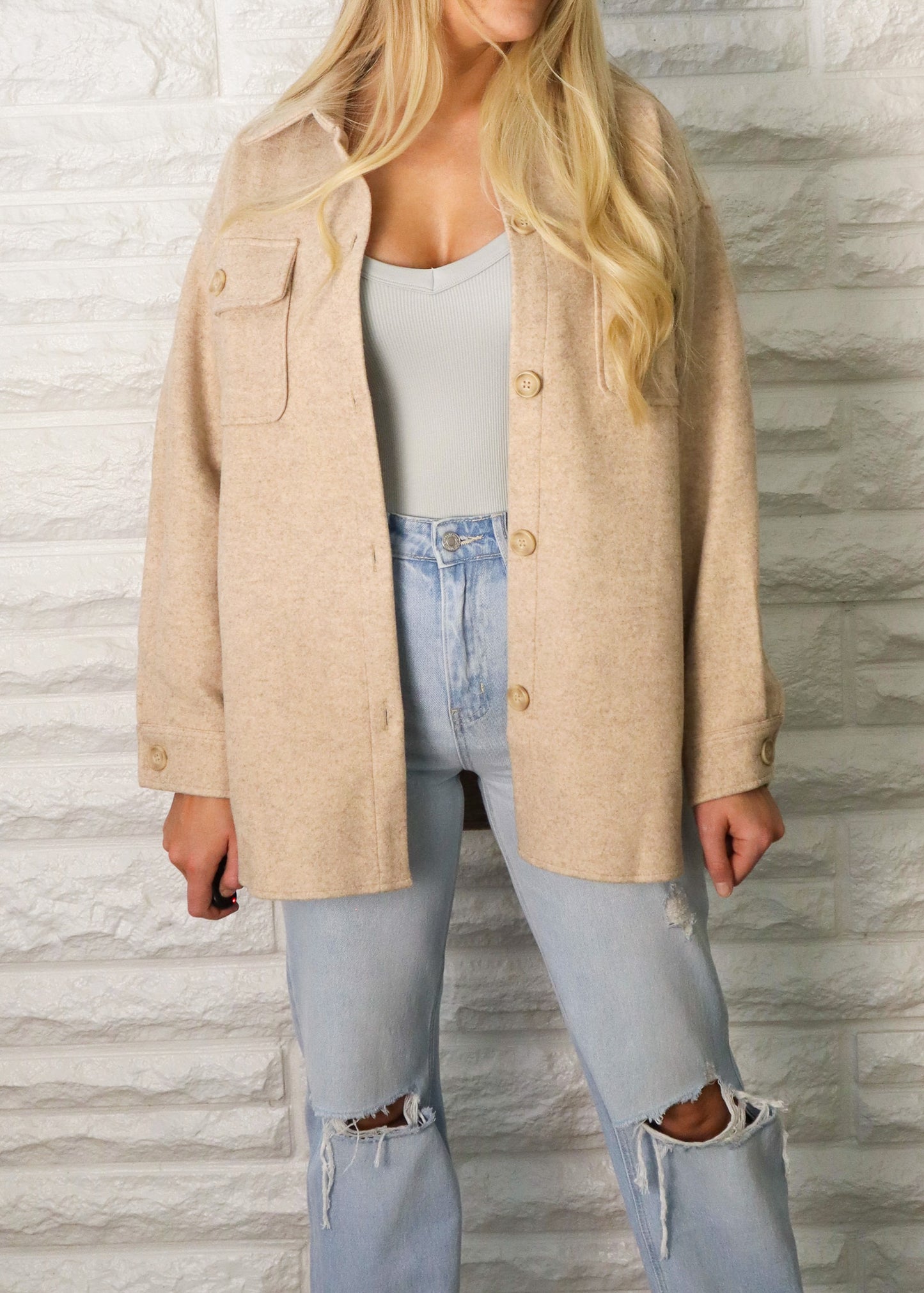 Almost Fall Beige Shacket