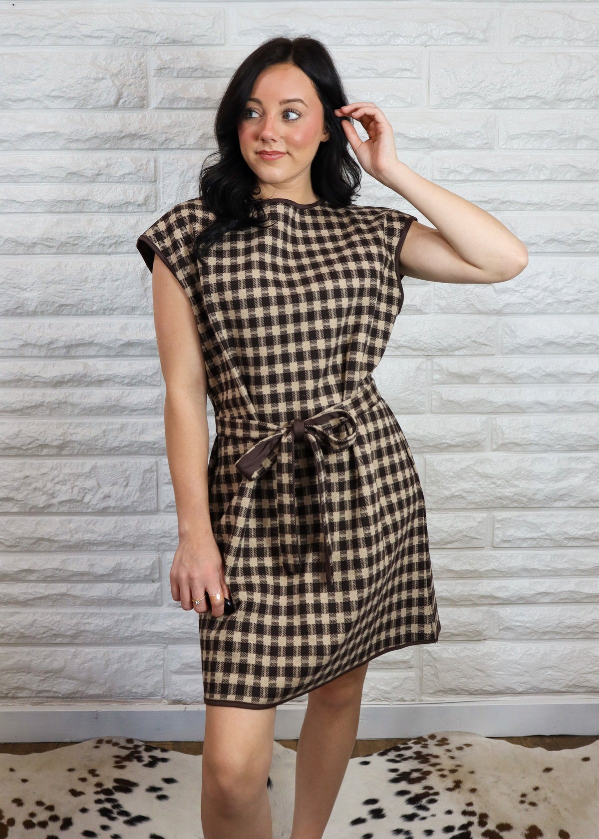 Gingham Check Knit Dress