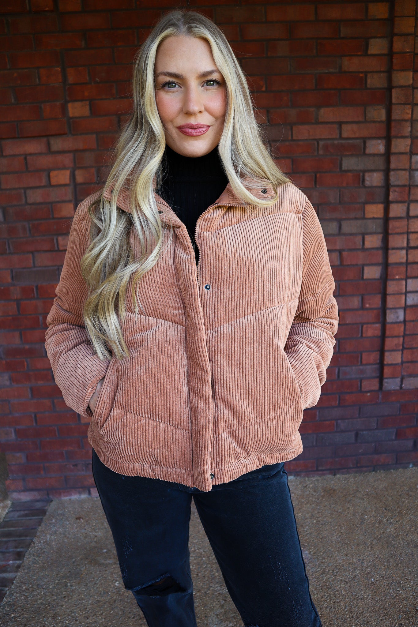 Codi Corduroy Puffer Jacket Camel