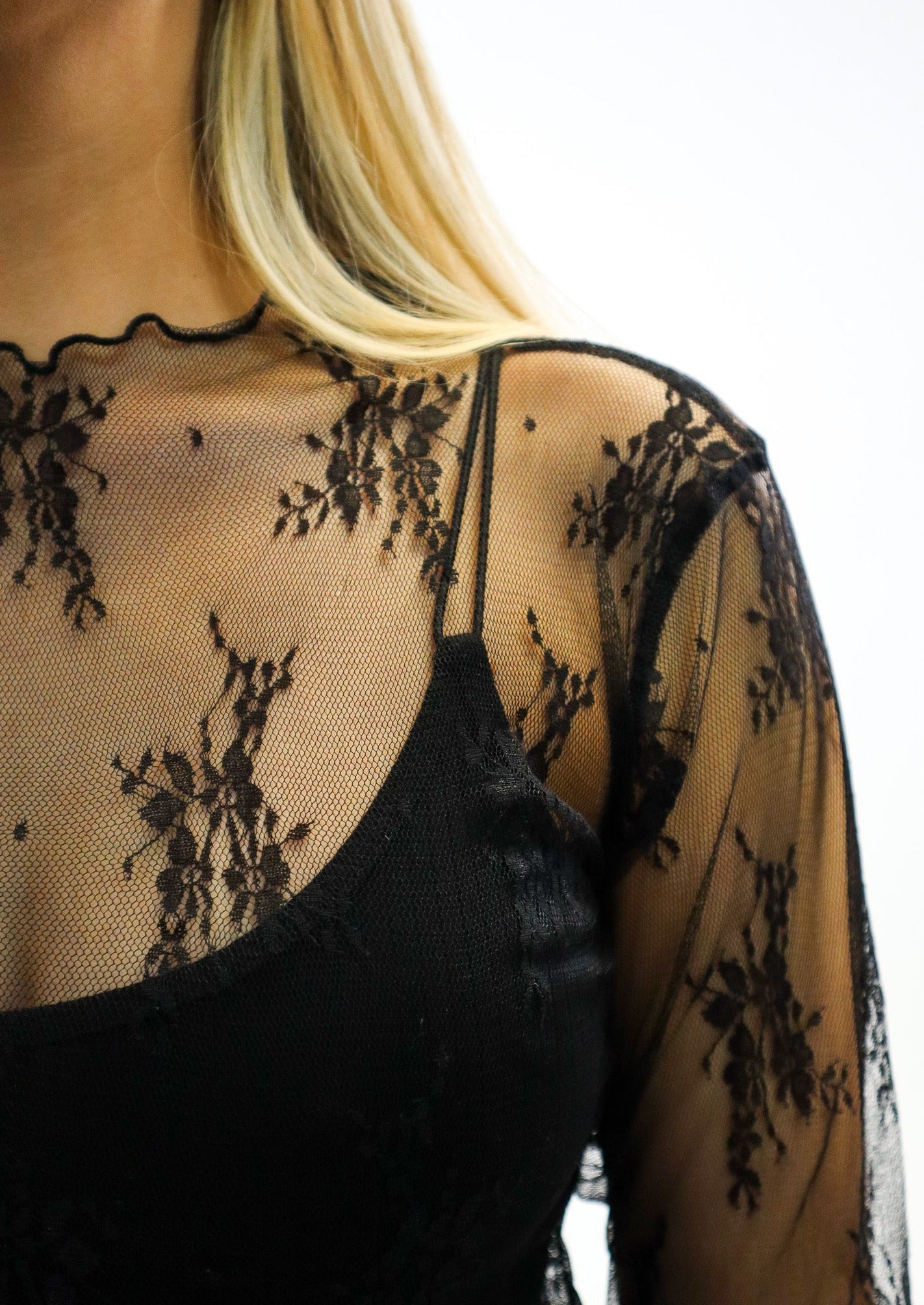 Love Lace Sheer Top - Black