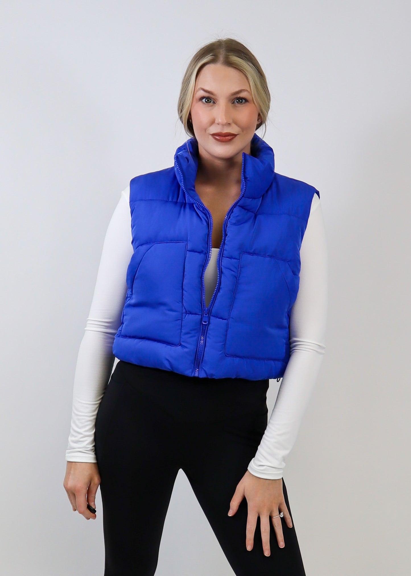 Tell Me The Tea Puffer Vest Azure