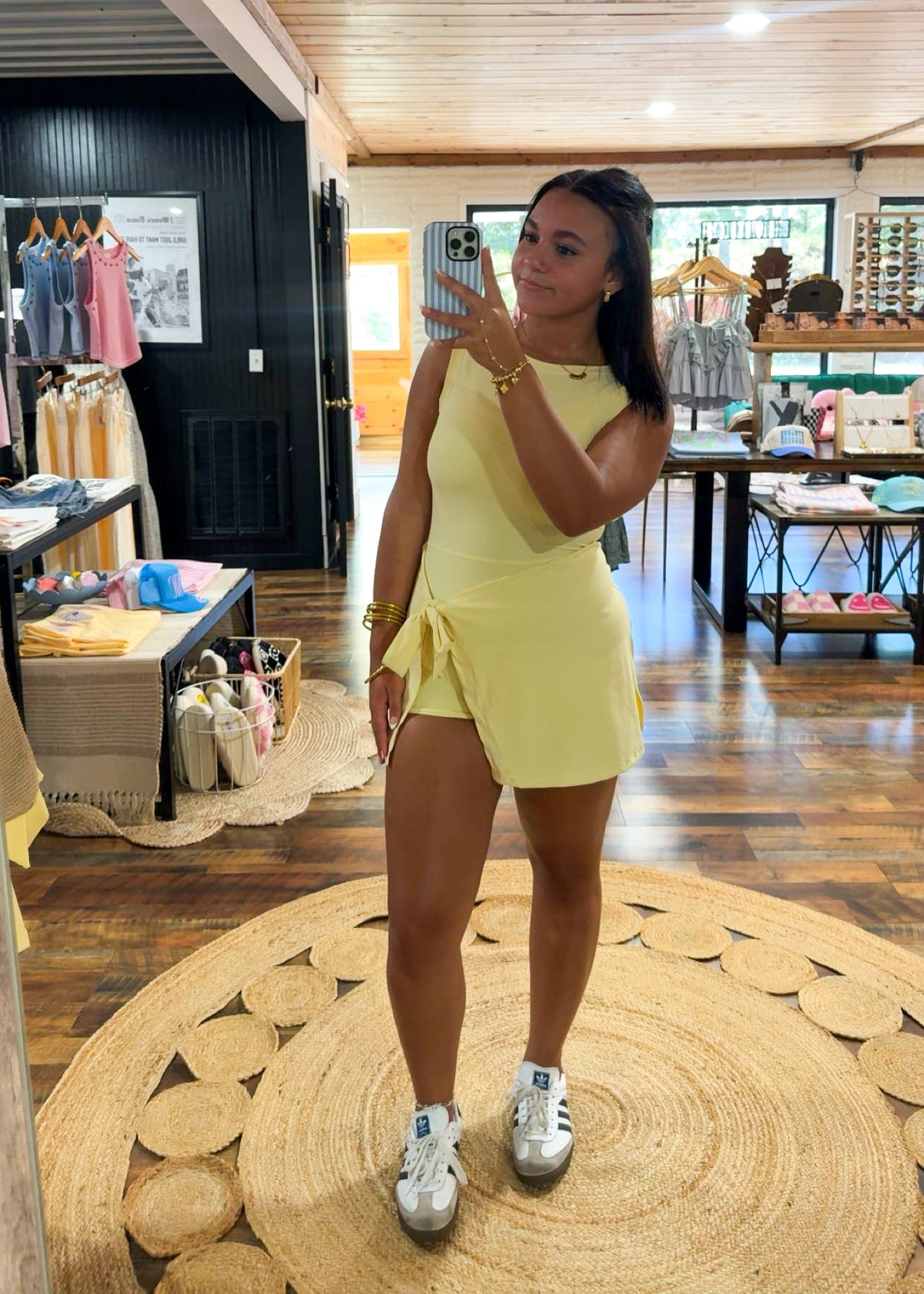 Madeline Wrap Tie Front Romper - Lemon