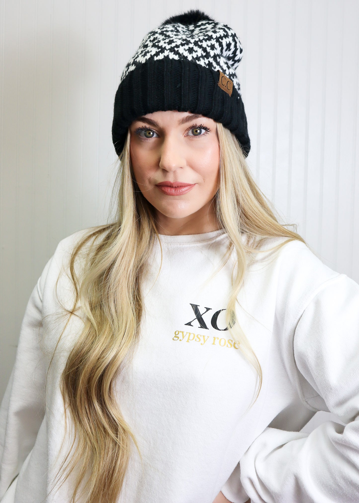 C.C. Diamond Fur Pom Beanie