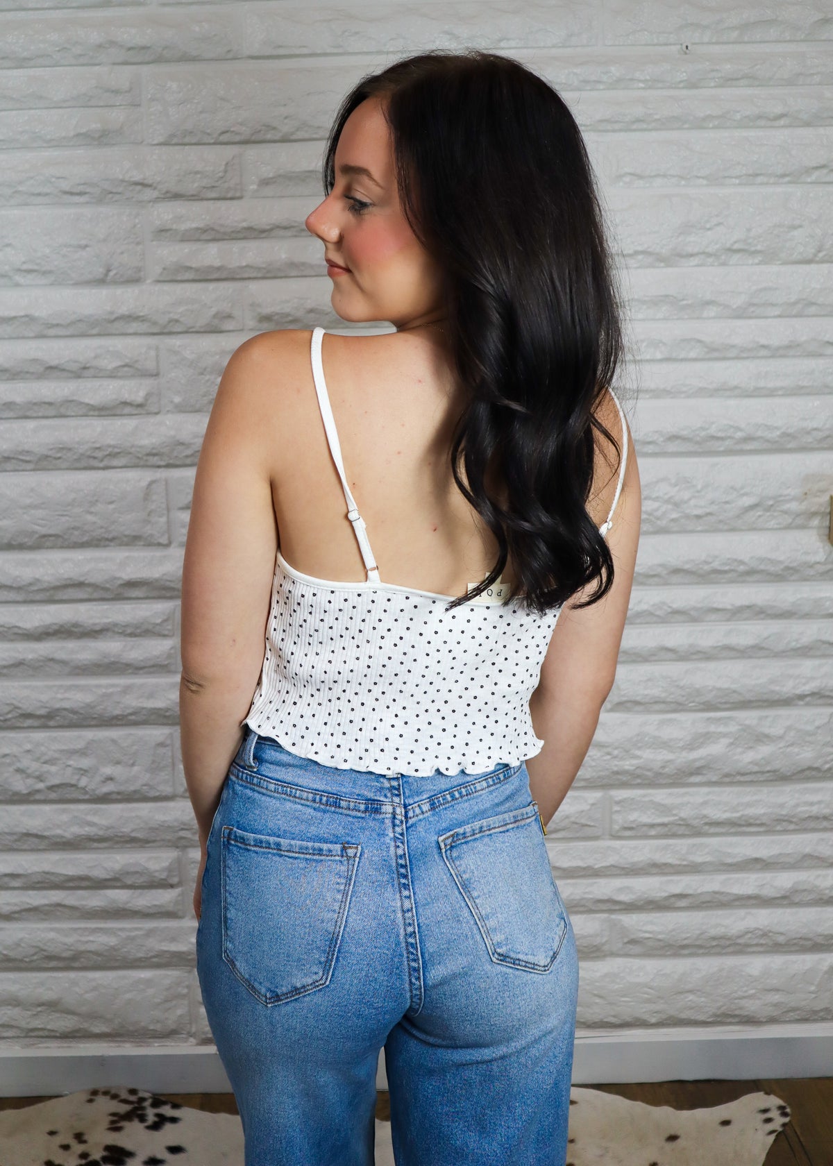 Dainty Petals Crop Tank - Off White