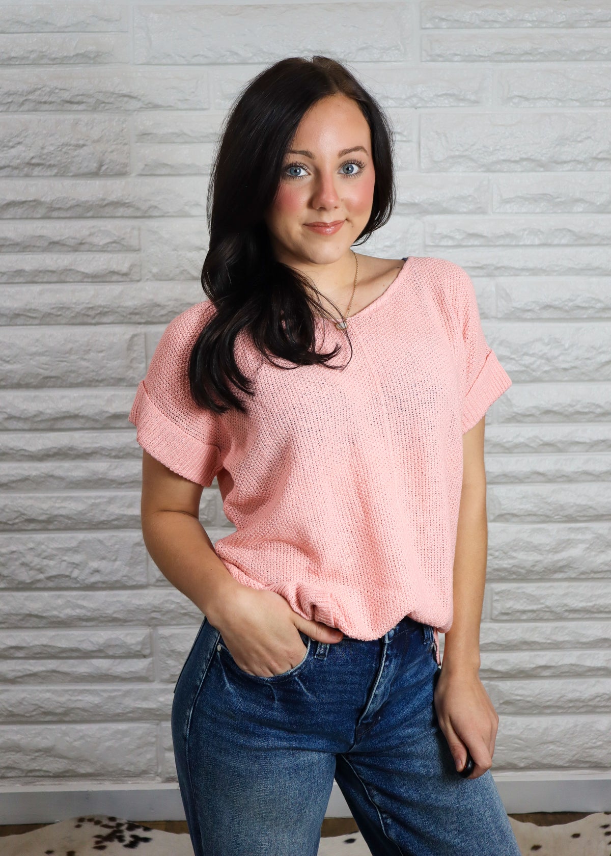 Easy Days Cuff Sleeve Top - Pink