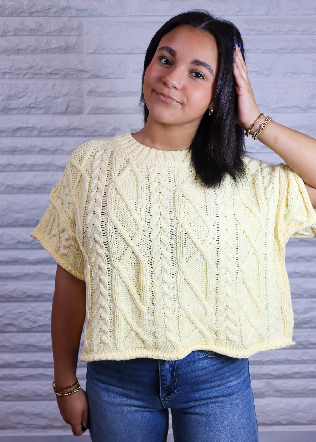 Maison Cable Knit Sweater Top