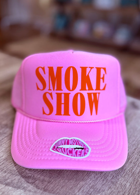 Smoke Show Trucker Hat - Pink & Tangerine