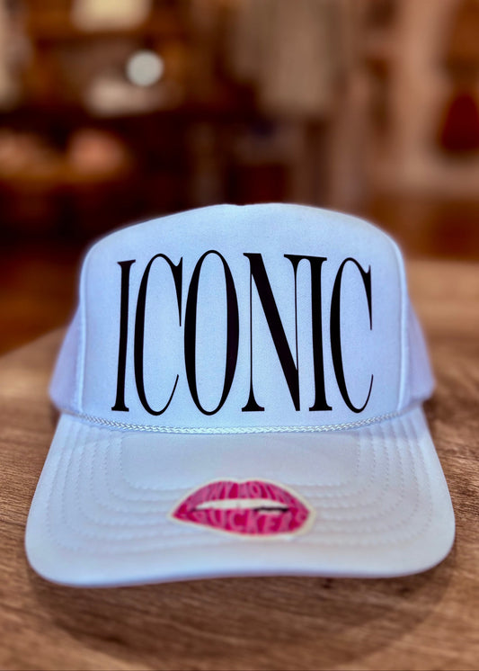 ICONIC TRUCKER HAT: White Hat / Black