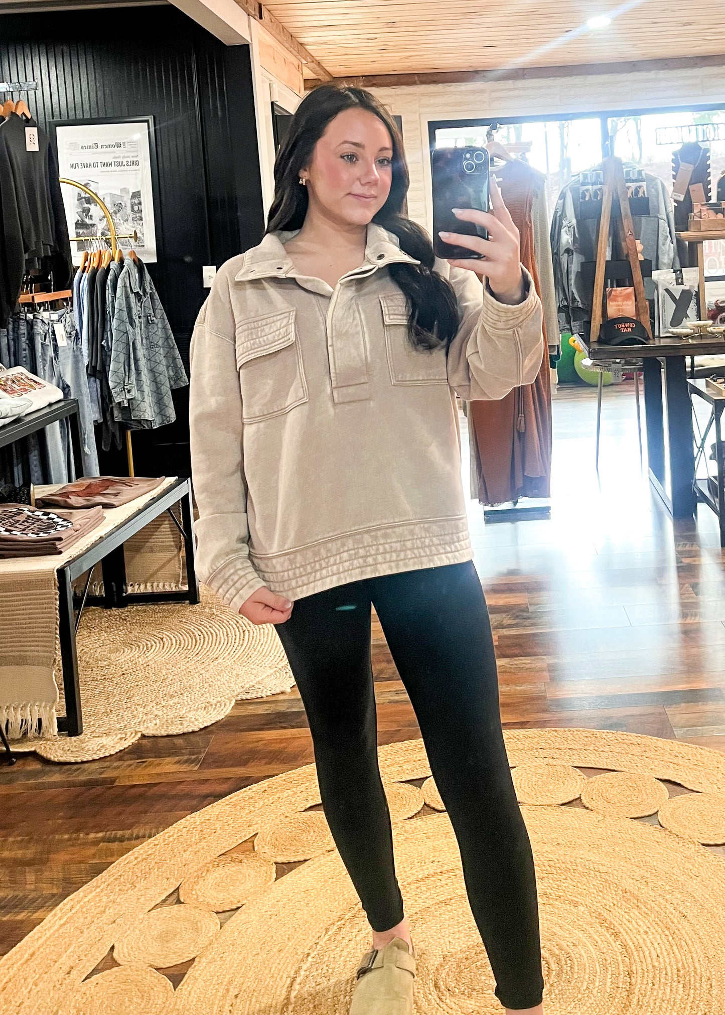 Reina Acid Wash Pullover - Ash Mocha