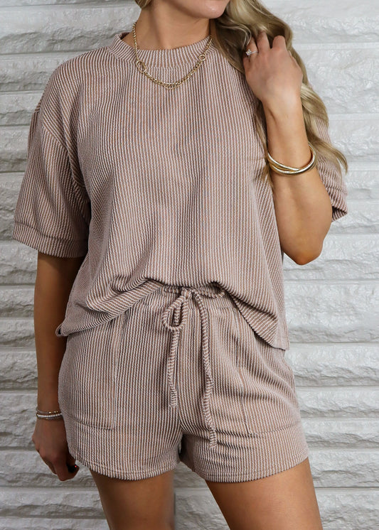 Saturdays Ribbed Set - Taupe