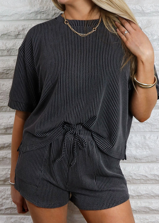 Saturdays Ribbed Set - Black