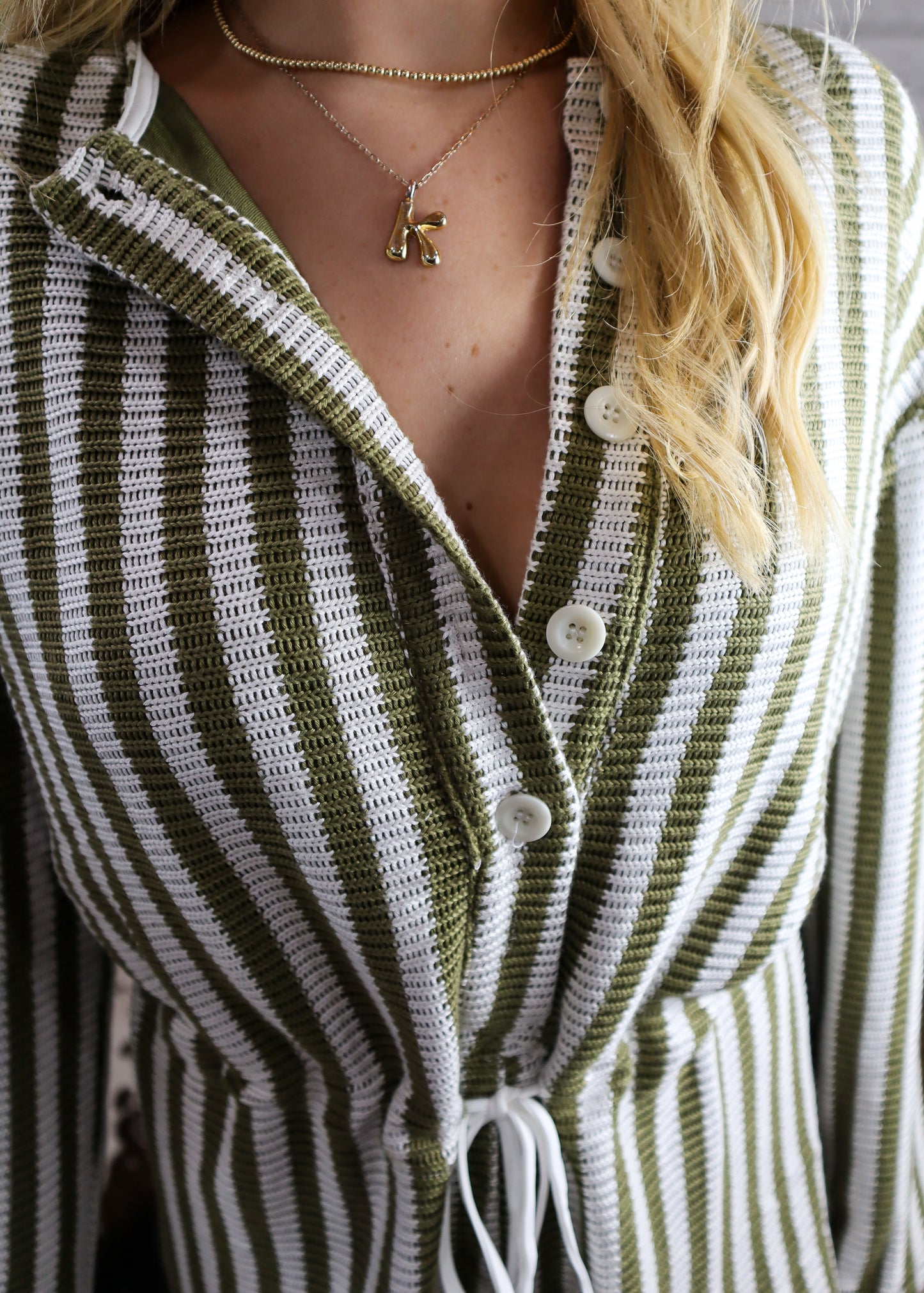 Georgia Striped Romper - Olive