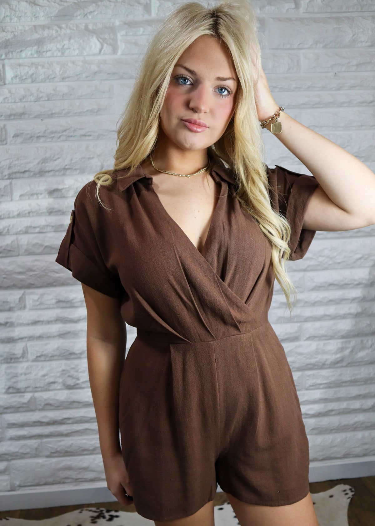 Settle Me Down Romper - Chocolate