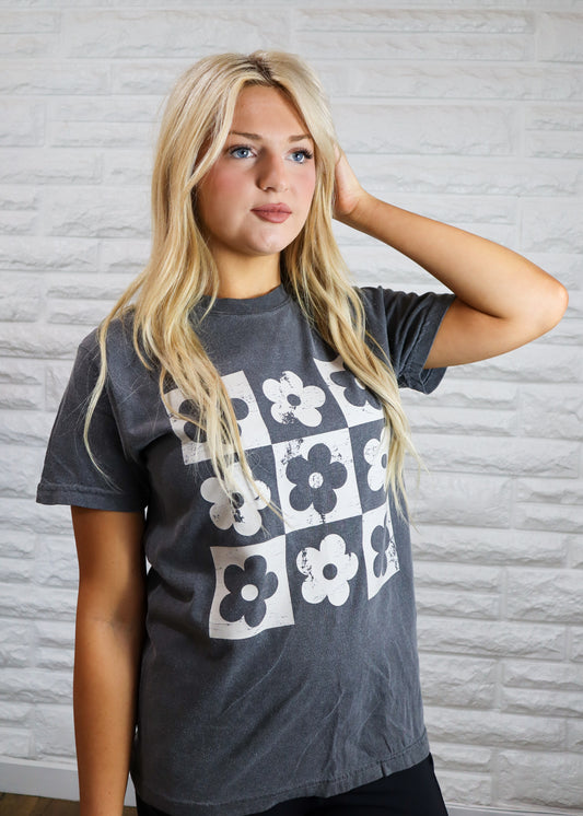 Checkered Flowers Tee