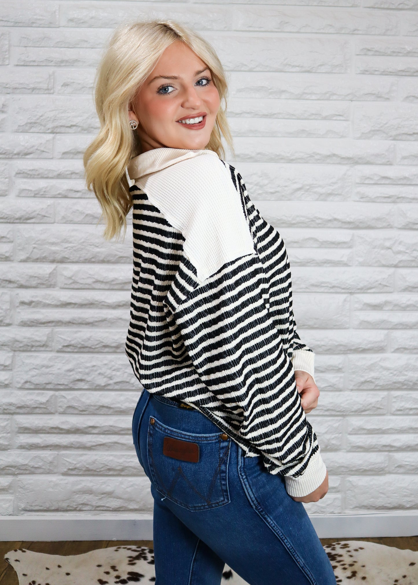 Pax Textured Stripe Top
