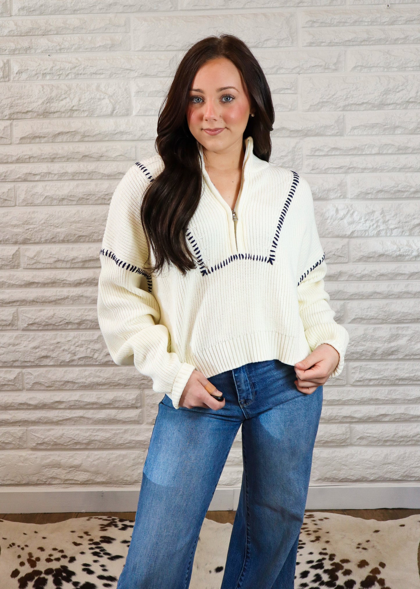Winter White Cropped Pullover