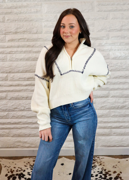 Winter White Cropped Pullover