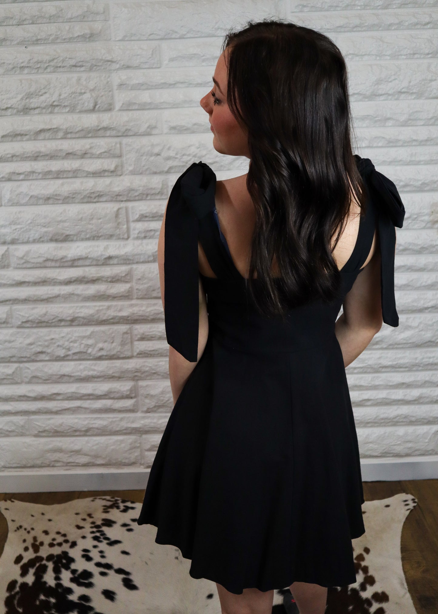 Penelope Tied Mini Dress - Black