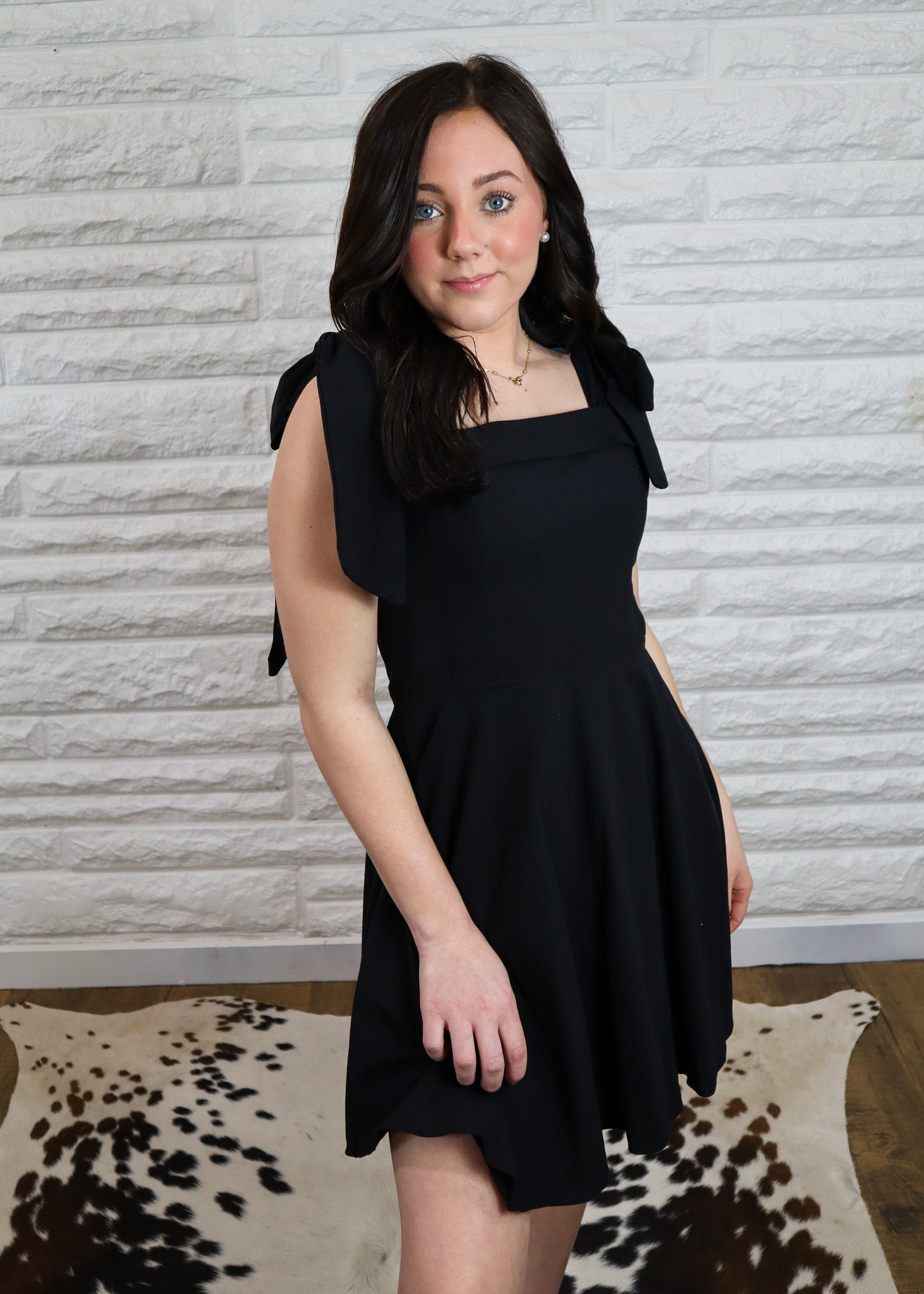 Penelope Tied Mini Dress - Black