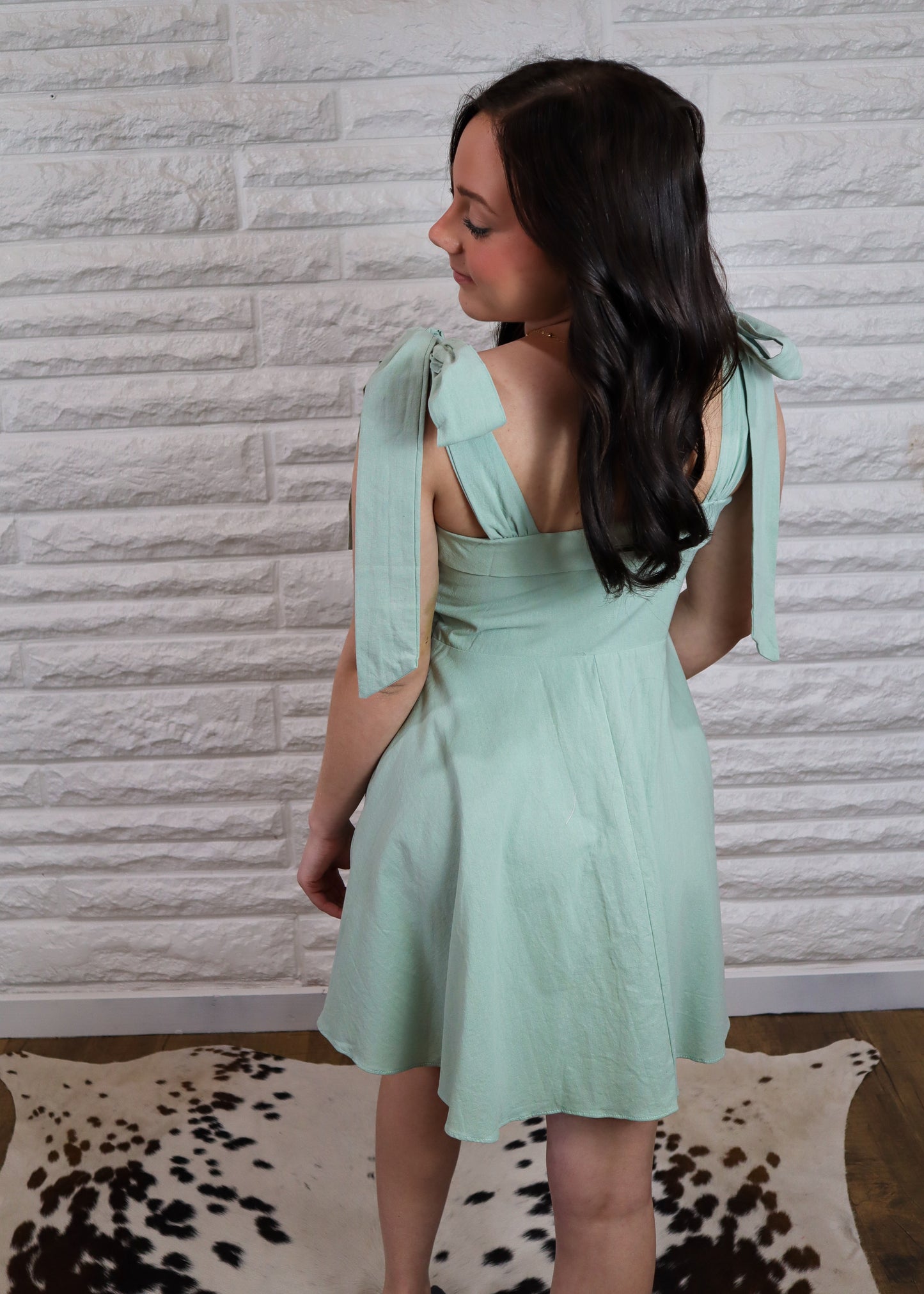 Penelope Tied Mini Dress - Sage