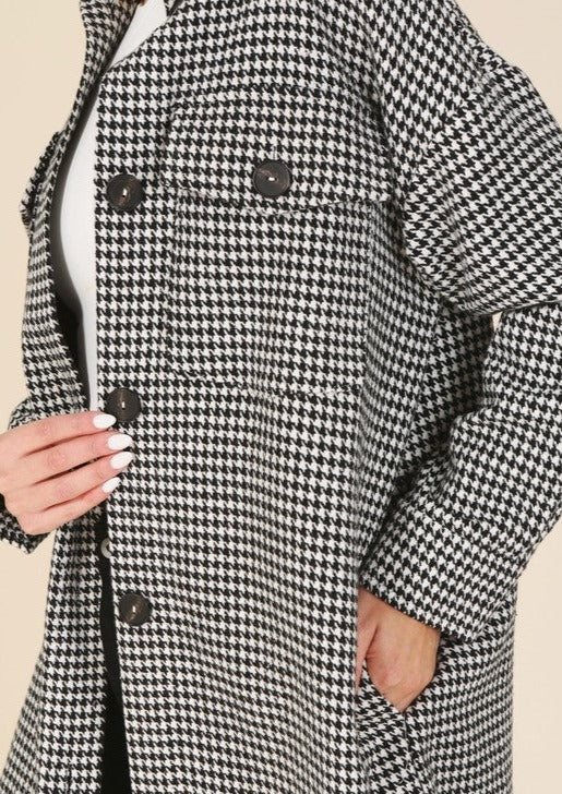 Houndstooth Long Shacket