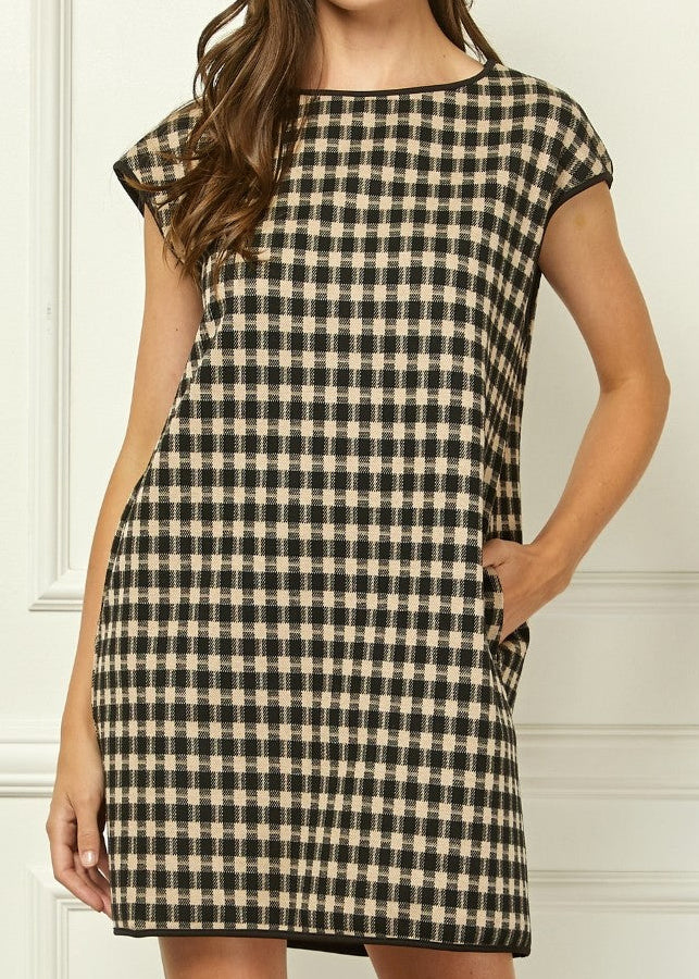 Hazel Checker Knit Mini Dress