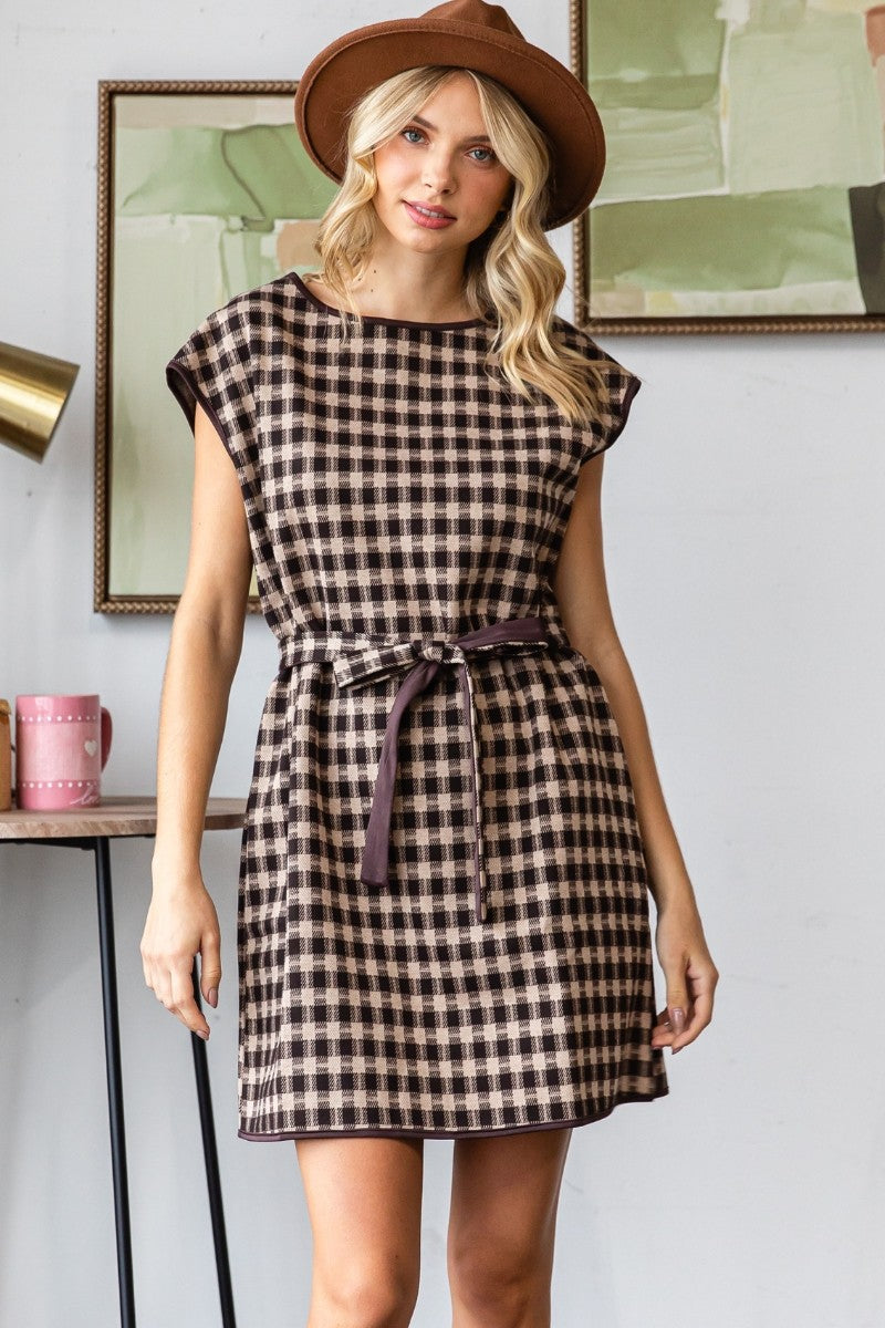 Hazel Checker Knit Mini Dress