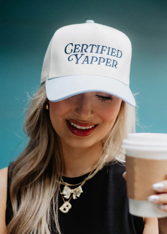 Certified Yapper Two-Toned Vintage Trucker Hat - Blue