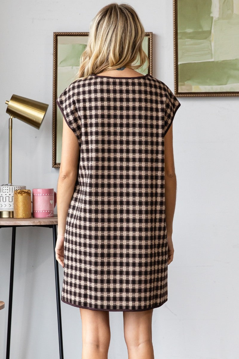 Hazel Checker Knit Mini Dress