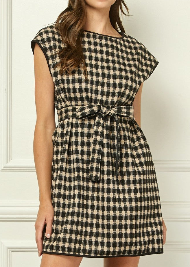Hazel Checker Knit Mini Dress